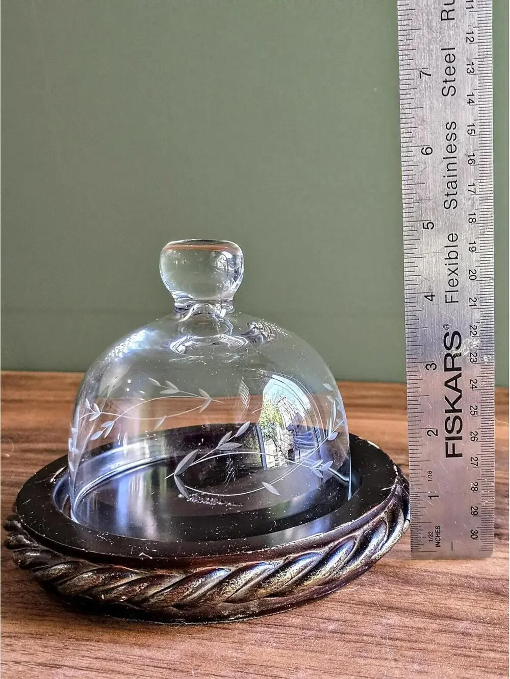 Etched Crystal Butter/Cheese Dome Princess House Heritage